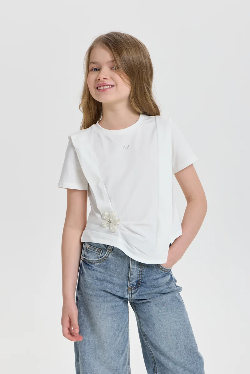 شوبيت Ecru T-shirt "Asymmetry" - Choupette