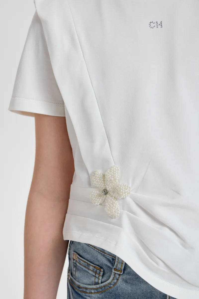 شوبيت Ecru T-shirt "Asymmetry" - Choupette