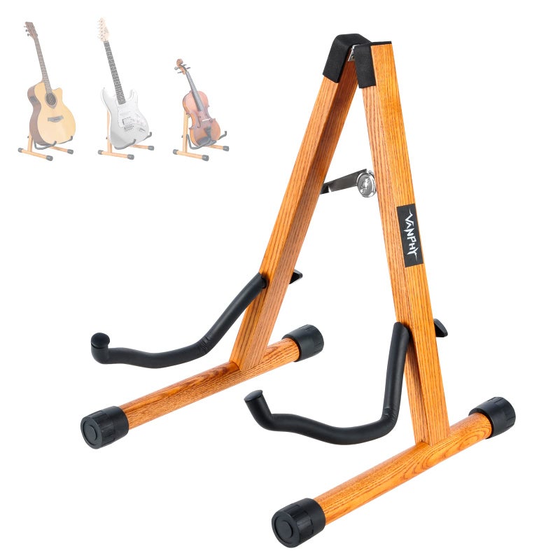 VANPHY VANPHY Wood Guitar Stand A Frame Folding Guitar Holder Acoustic Guitar Stand with Padded Foam Adjustable and Stand Floor Guitar Display Stand For Guitar Bass Ukulele Banjo Mandolin