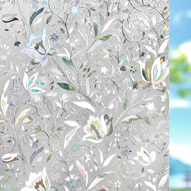 Kromapolis Window Film, Window Privacy Film, Window Vinyl Glass Covering, Stained Glass Decorative Film, Window Film Privacy Frosted Static Clings, Non-Adhesive, No-Glue (23.6 x 118.1 inch) - Image 1
