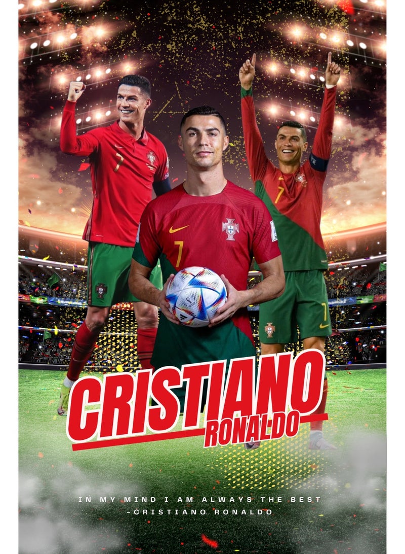بويز عزز شغفك بكرة القدم | CR7 في العمل | ملصق حائط للاعب كرة القدم كريستيانو رونالدو | سمك 300 جرام في المتر المربع بدون إطار - Image 1