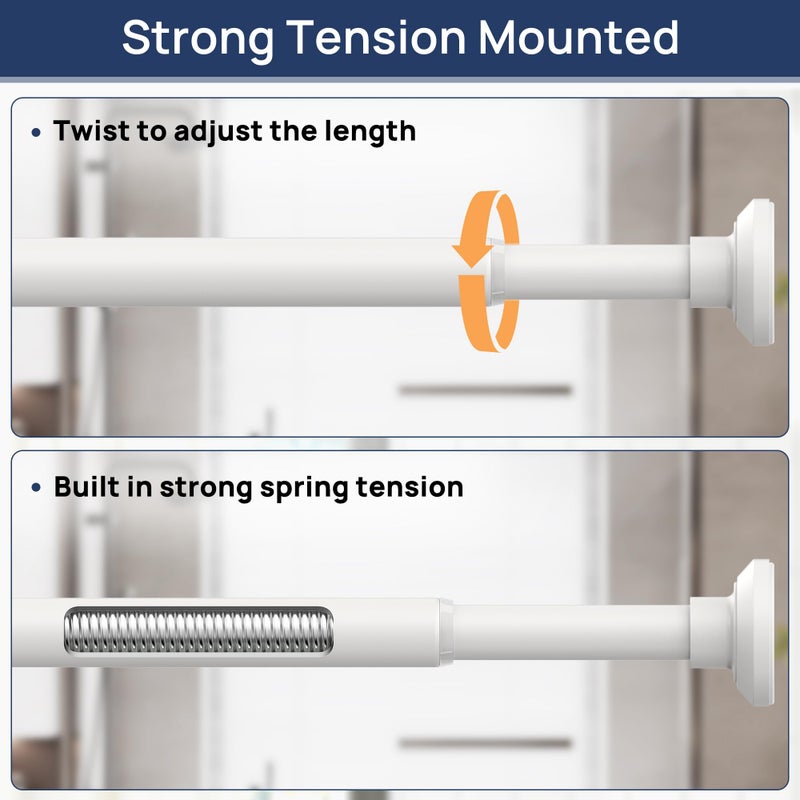 ENJOYBASICS Shower Curtain Rod 30 to 76 Inches, 1 Inch Stainless Steel Adjustable Spring Tension Rods No Drill for Bathroom, Closet, Window, Room Divider, Never Rust, Non Slip, White - Image 3