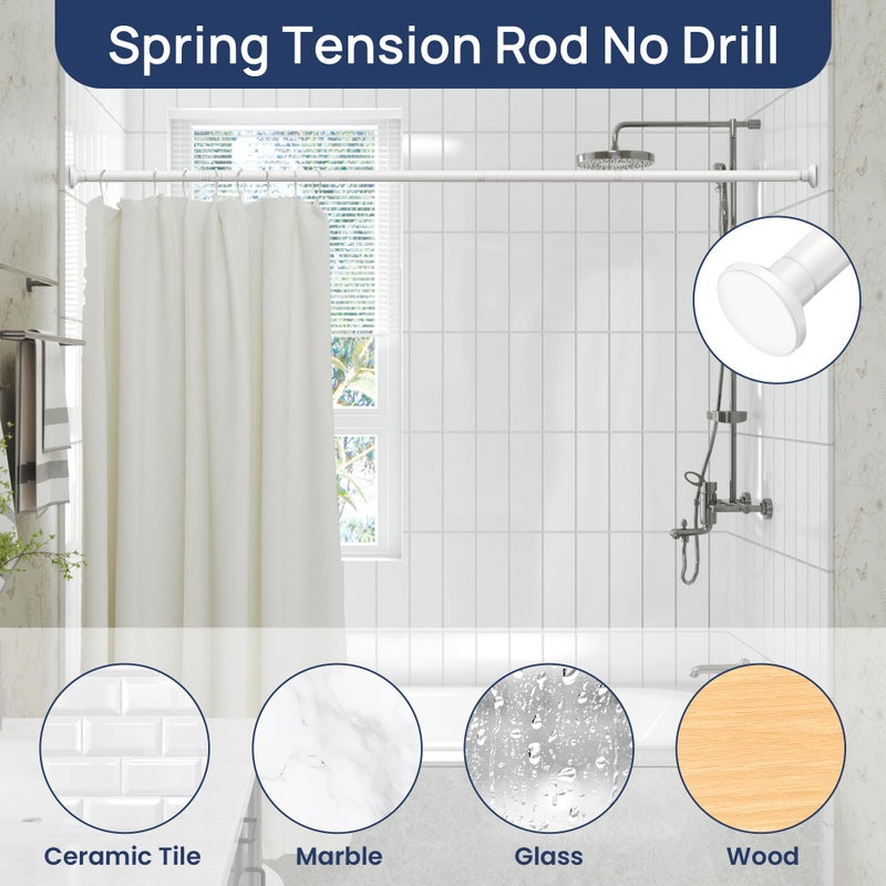 ENJOYBASICS Shower Curtain Rod 30 to 76 Inches, 1 Inch Stainless Steel Adjustable Spring Tension Rods No Drill for Bathroom, Closet, Window, Room Divider, Never Rust, Non Slip, White - Image 4