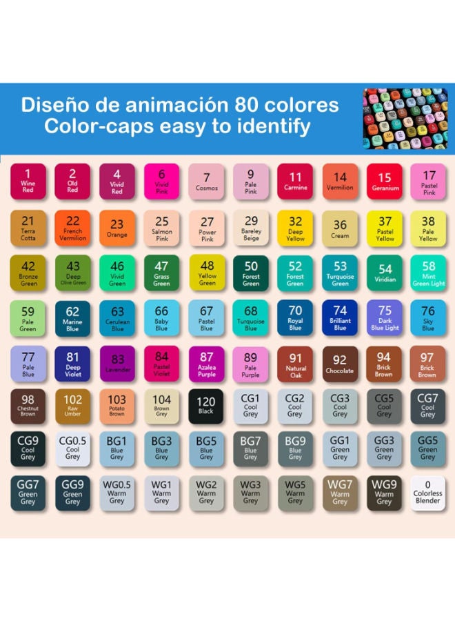 Touch Permanent Art Markers Set 80 Colors - Image 4