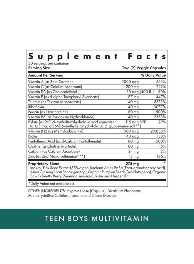 MICHAEL'S Health Naturopathic Programs Teen Boys - 60 Vegetarian Capsules - Daily Multivitamin Supplement - Kosher - 30 Servings - Image 2