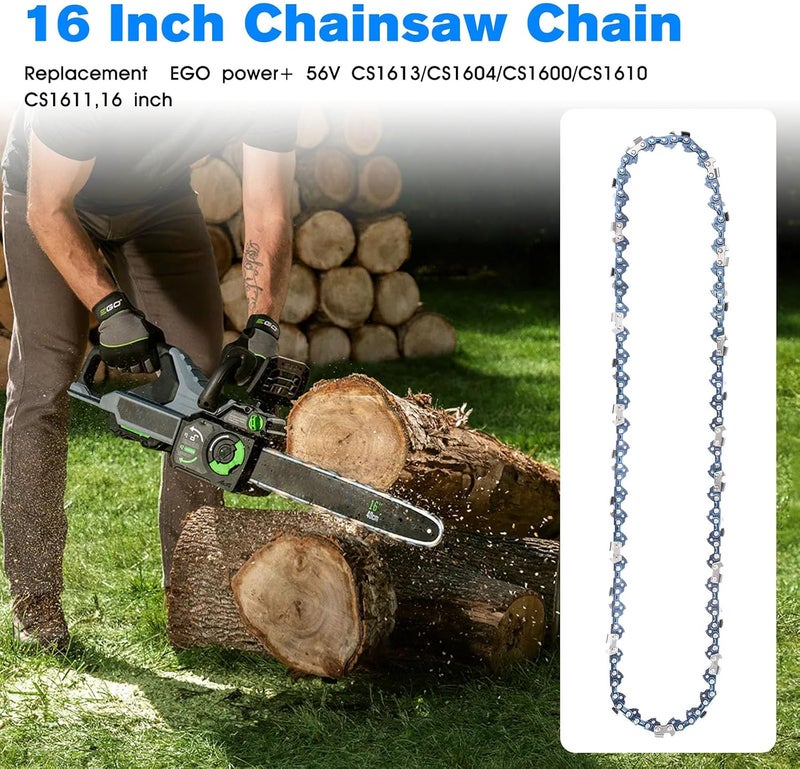 JIOTAR Chainsaw Chain 16 Inch 56V Chainsaw Replacement EGO Power+ CS1613,CS1604,CS1600,CS1610,CS1611 3/8" LP Pitch, .043" Gauge, 56 Drive Links - 2 Pack - Image 2