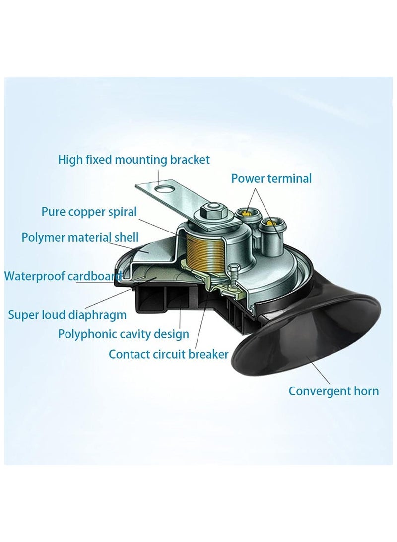 Dual Tone Car Horn,2Pcs 300DB Super Loud Train Horn Air Horns 12V Waterproof Double Horn Raging Sound Electric Snail Horn For Car Motorcycle Bikes Truck And Boats - Image 4