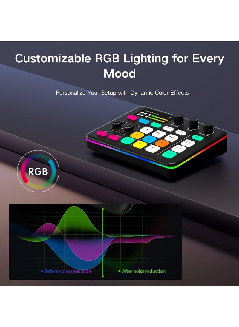 Generic - Game audio interface, Pro preamplifier with 48V slide power, speech converter and DJ mixer effect, RGB lighting, suitable for live broadcasting, podcasting, recording, streaming compatibility, game - Image 1