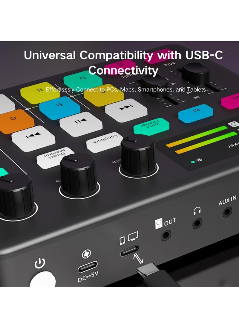 Generic Game audio interface, Pro preamplifier with 48V slide power, speech converter and DJ mixer effect, RGB lighting, suitable for live broadcasting, podcasting, recording, streaming compatibility, game  - Image 5