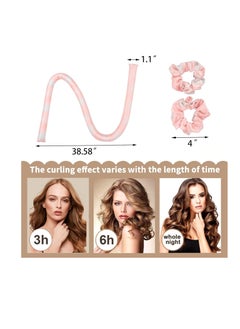 Premify Satin Heatless Hair Curler, 3pcs Overnight Hair Curling Set, Heatless Curling Rod & Headbands for Short & Long Hair, Heatless Curls & Hair Wrap Curlers (Pink TieDye)  - Image 3