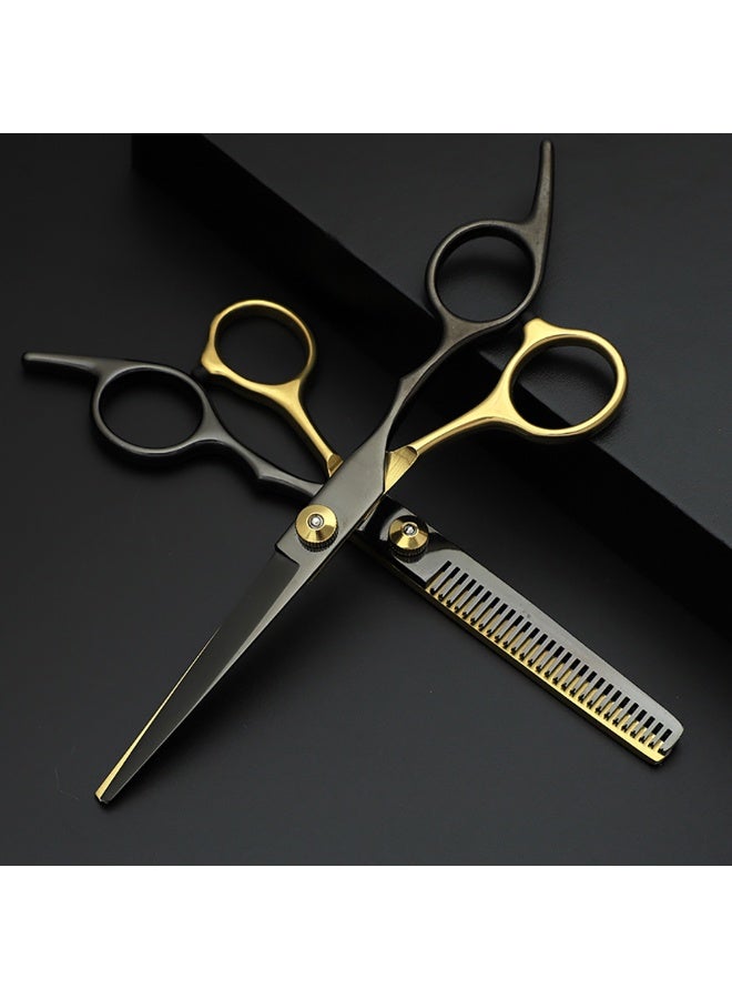Generic 2 PCS Hair Clipper and Scissors Hairdressing Set for Home, Salon, Barber Shop, Gift, Including Flat Clipper, Tooth Clipper,Black Gold  - Image 4