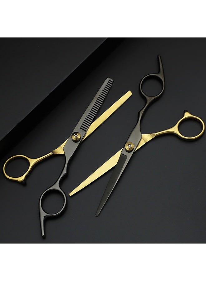 Generic 2 PCS Hair Clipper and Scissors Hairdressing Set for Home, Salon, Barber Shop, Gift, Including Flat Clipper, Tooth Clipper,Black Gold  - Image 5