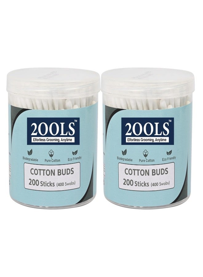 2ools Cotton Buds, Gentle Cotton Swabs for Personal Hygiene and Beauty - 200 Sticks (400 Swabs) (TSCS8003, Pack of 2) - Image 1