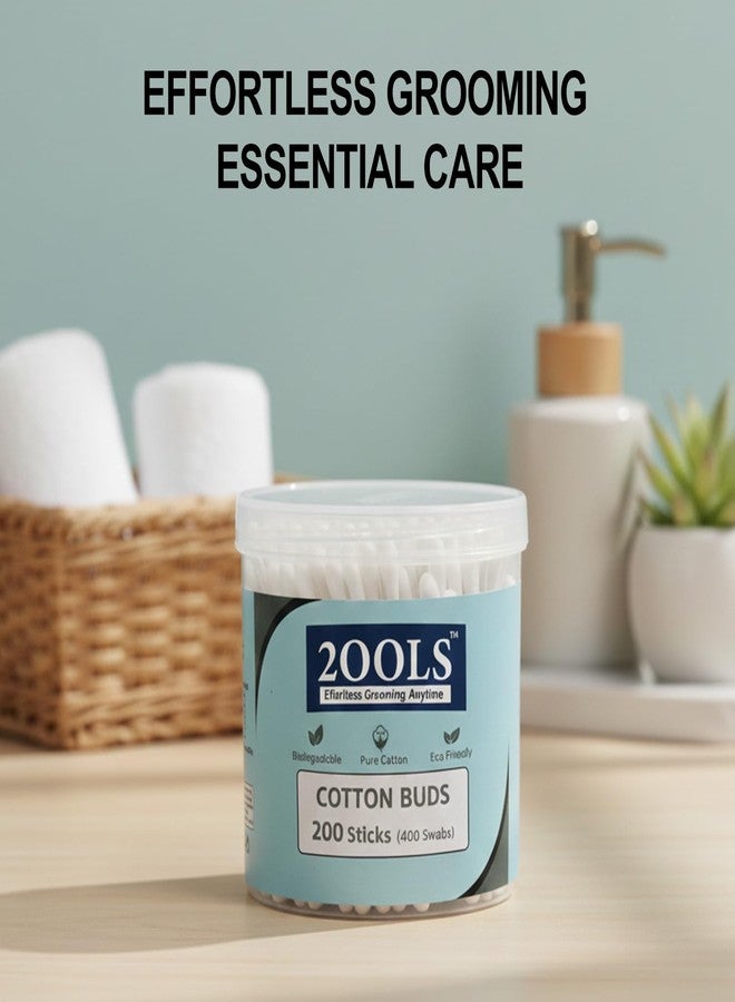 2ools Cotton Buds, Gentle Cotton Swabs for Personal Hygiene and Beauty - 200 Sticks (400 Swabs) (TSCS8003, Pack of 2) - Image 2