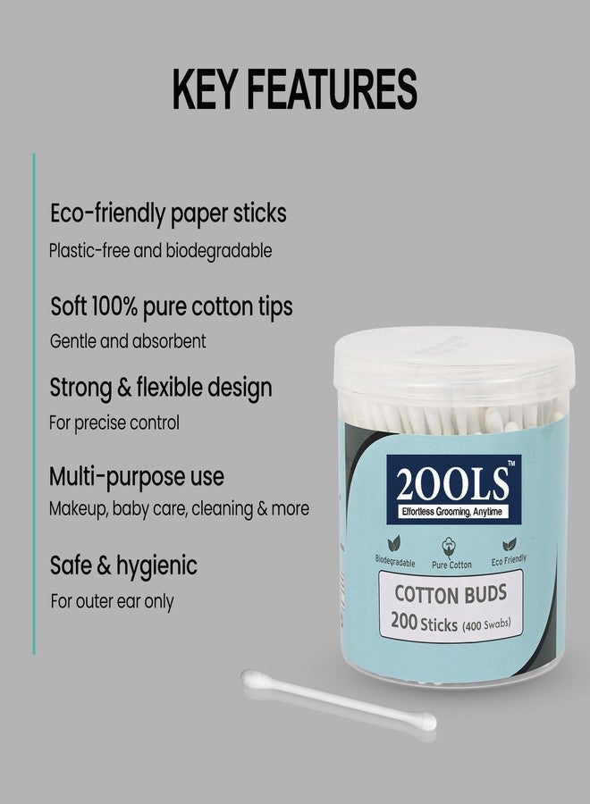 2ools Cotton Buds, Gentle Cotton Swabs for Personal Hygiene and Beauty - 200 Sticks (400 Swabs) (TSCS8003, Pack of 2) - Image 3