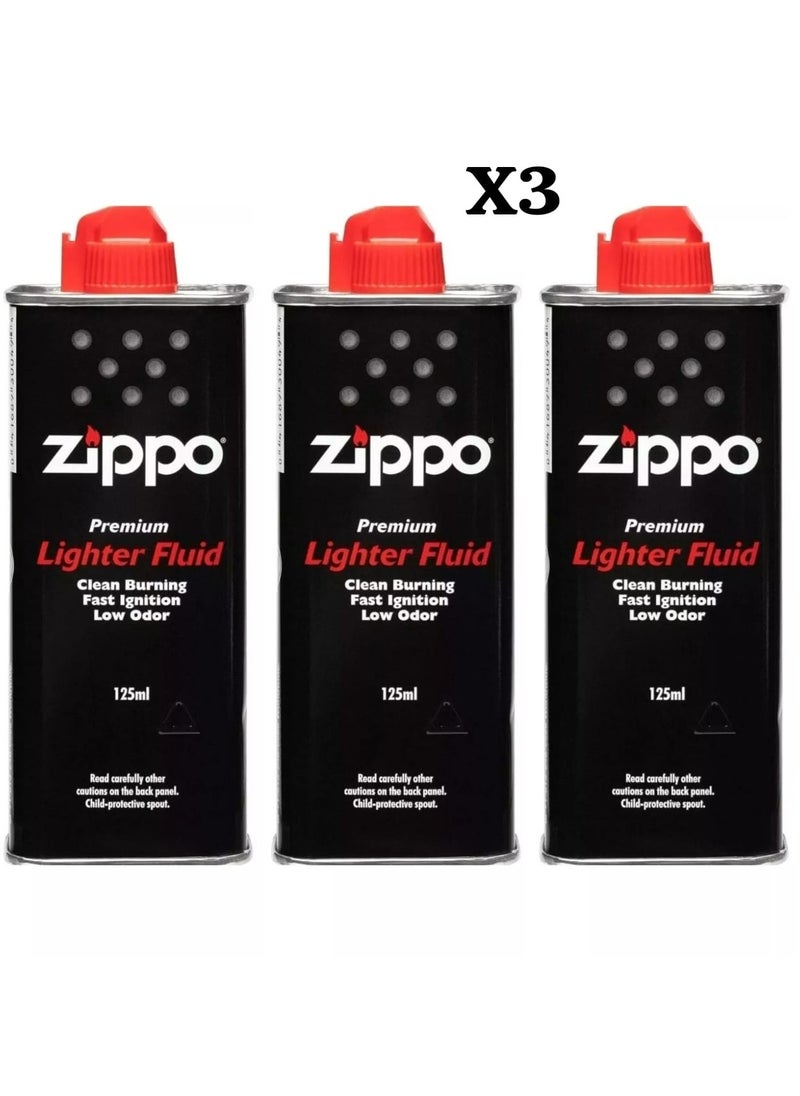Zippo Pack of 3 - Zippo Lighter Fluid 125ml | Premium Quality for Long-Lasting Use  - Image 1