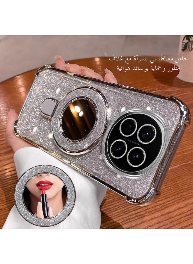 تنطبق على هونور x9c 5G 6.78 بوصة الهاتف المحمول حالة واقية ، مع مرآة مستحضرات التجميل سطح المكتب قوس ، ومكافحة الاصطدام حماية الفضة وميض الماس التكنولوجيا - Image 1