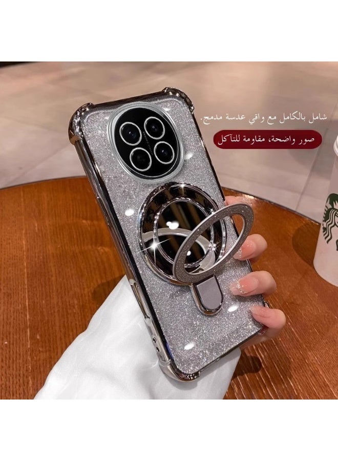 تنطبق على هونور x9c 5G 6.78 بوصة الهاتف المحمول حالة واقية ، مع مرآة مستحضرات التجميل سطح المكتب قوس ، ومكافحة الاصطدام حماية الفضة وميض الماس التكنولوجيا - Image 3
