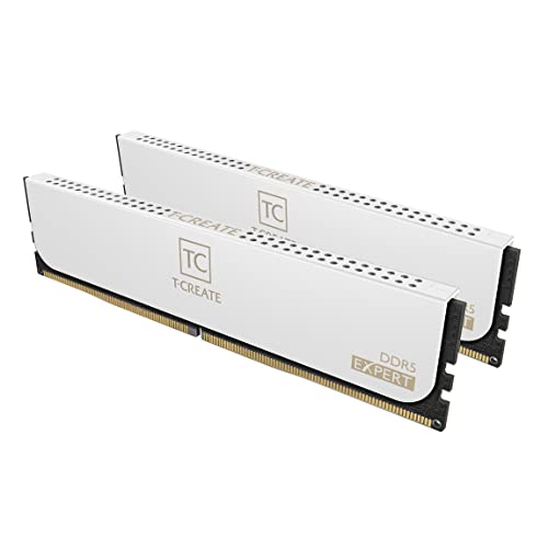 TEAMGROUP T-Create Expert Overclocking 10L CL32 DDR5 96GB مجموعة (2 x 48GB) 6400MHz (PC5-51200) M-DIE متوافقة مع Intel XMP 3.0 و AMD Expo وحدة ذاكرة سطح المكتب رام بيضاء - CTCWD596G6400HC32ADC01 - Image 1