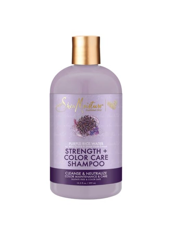 SheaMoisture Shea Moisture Purple Rice Water Strength + Color Care Shampoo for Damaged Hair 13.5 fl ounce - Image 1