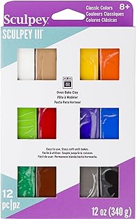 Sculpey Sculpey III 12 Classic Colors of Polymer Oven-Bake Clay, Non Toxic 12 oz.,great for modeling, sculpting, holiday, DIY &  - Image 1
