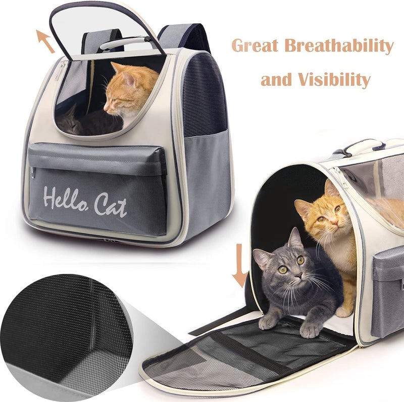 Glaceon Pet Carrier Backpack Pet Cat Carrier Bag Portable Breathable Large Capacity Backpack Outdoor Travel Transparent Bag Pet Supplies (Grey) - Image 5