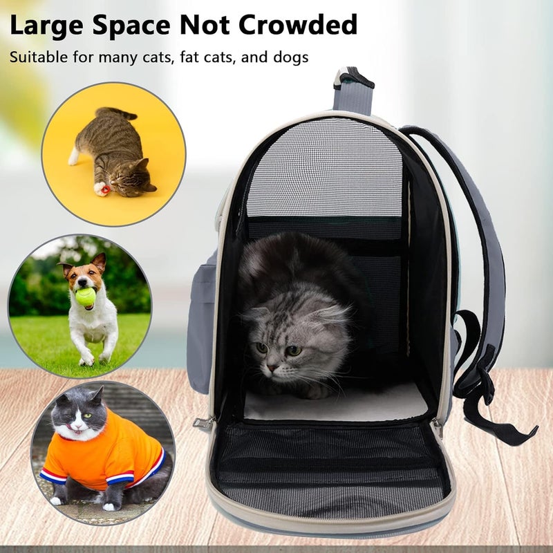 Glaceon Pet Carrier Backpack Pet Cat Carrier Bag Portable Breathable Large Capacity Backpack Outdoor Travel Transparent Bag Pet Supplies (Grey) - Image 2