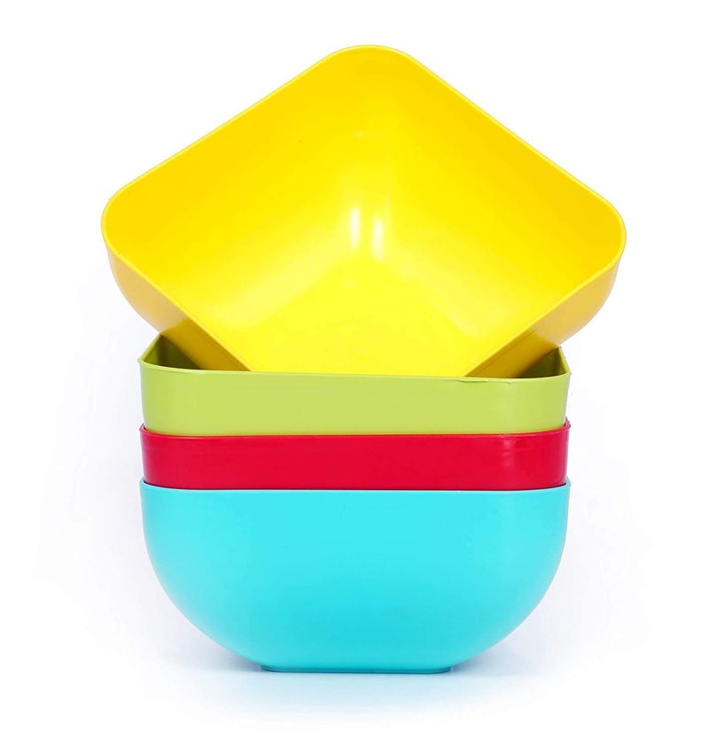 Kavid Plastic Mixing Classic Square Unbreakable Utensils Plastic Serving Bowls Set for Kitchen, Snacks Salad, Cake Making (Multicolor, 500ml) - Image 1