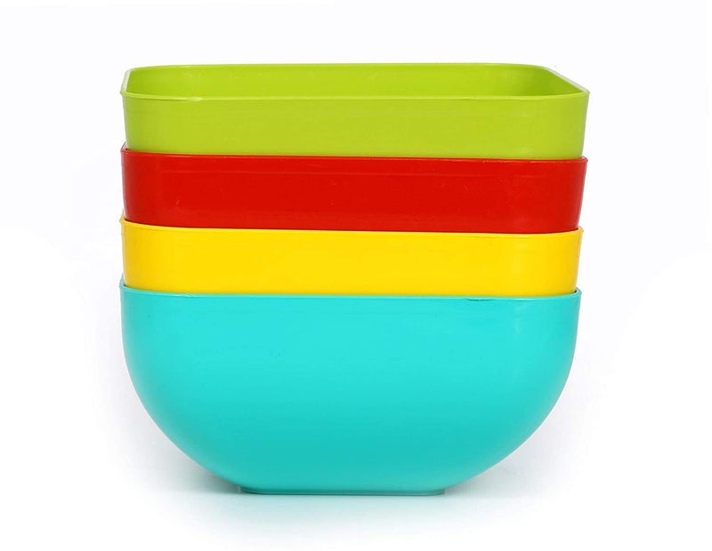Kavid Plastic Mixing Classic Square Unbreakable Utensils Plastic Serving Bowls Set for Kitchen, Snacks Salad, Cake Making (Multicolor, 500ml) - Image 5