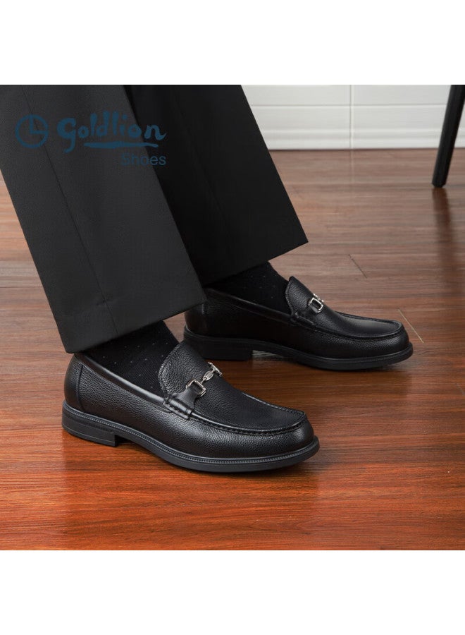 Goldlion Men's Shoes, Business Loafers, Fashionable Lightweight Slip-on Leather Shoes, G563410548aaa, Black, Size 40 - Image 1
