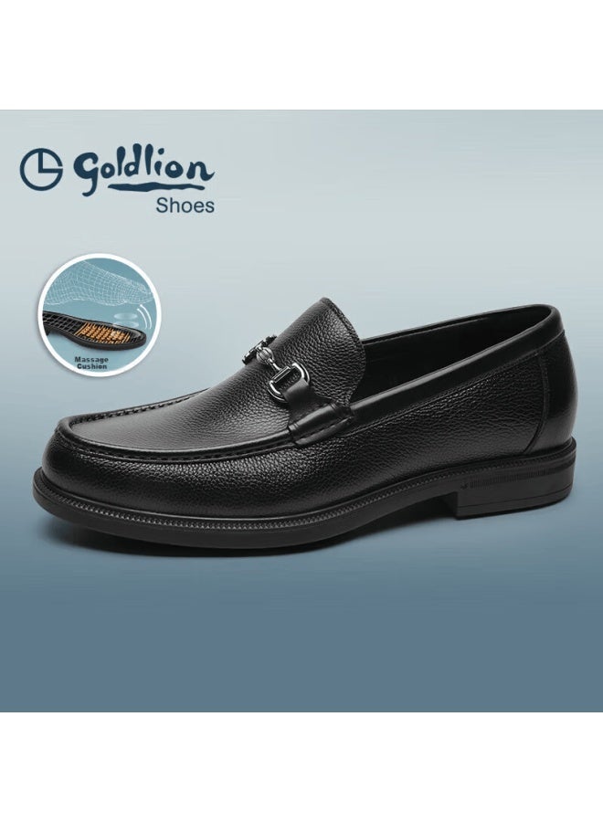 Goldlion Men's Shoes, Business Loafers, Fashionable Lightweight Slip-on Leather Shoes, G563410548aaa, Black, Size 40 - Image 2