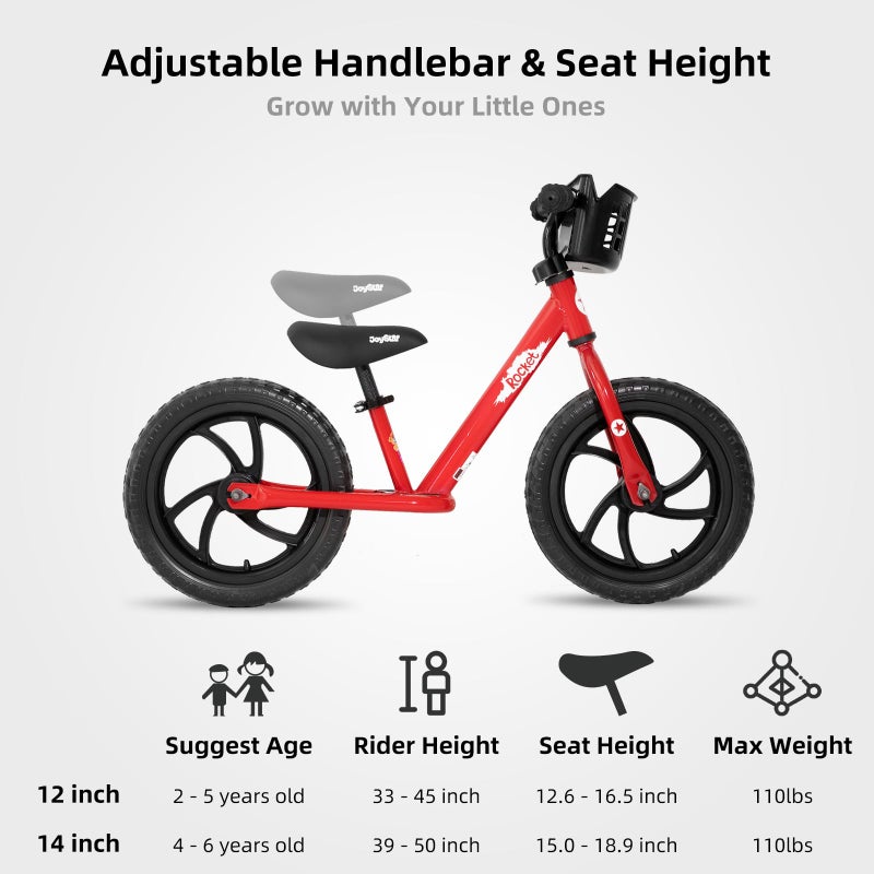 JOYSTAR 14 Inch Balance Bike for Boys Girls 18months-5 Years Old Push Bicycle Toddler Balance Bike 14" Gift Bike for Boys Girls Red - Image 4