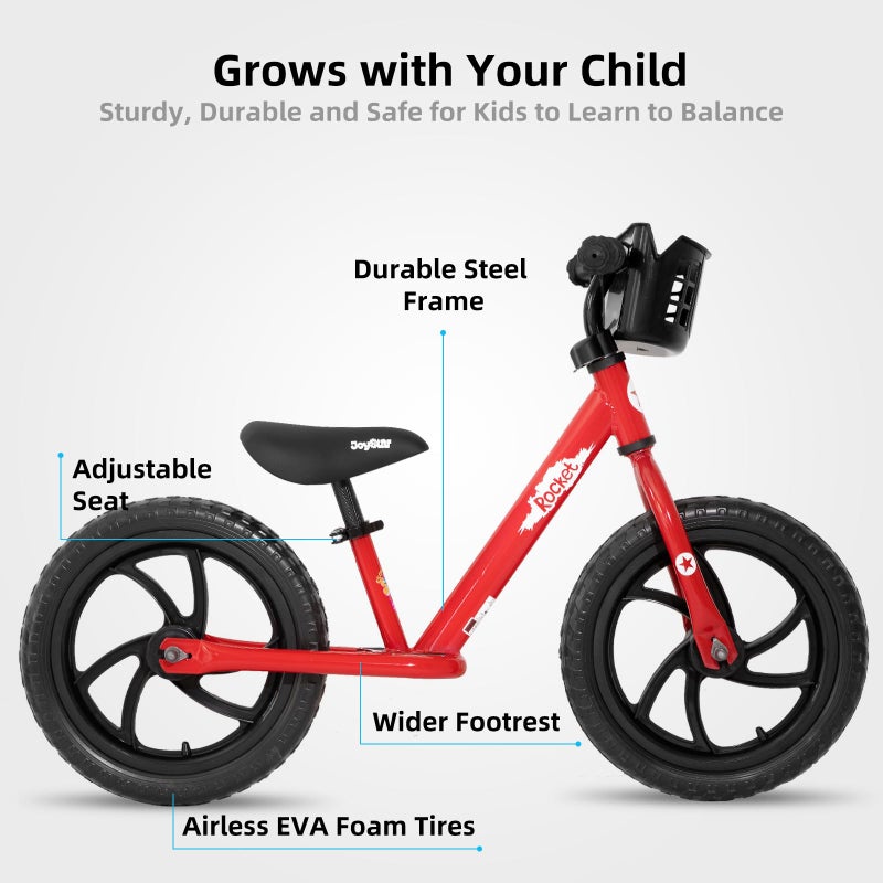 JOYSTAR 14 Inch Balance Bike for Boys Girls 18months-5 Years Old Push Bicycle Toddler Balance Bike 14" Gift Bike for Boys Girls Red - Image 2