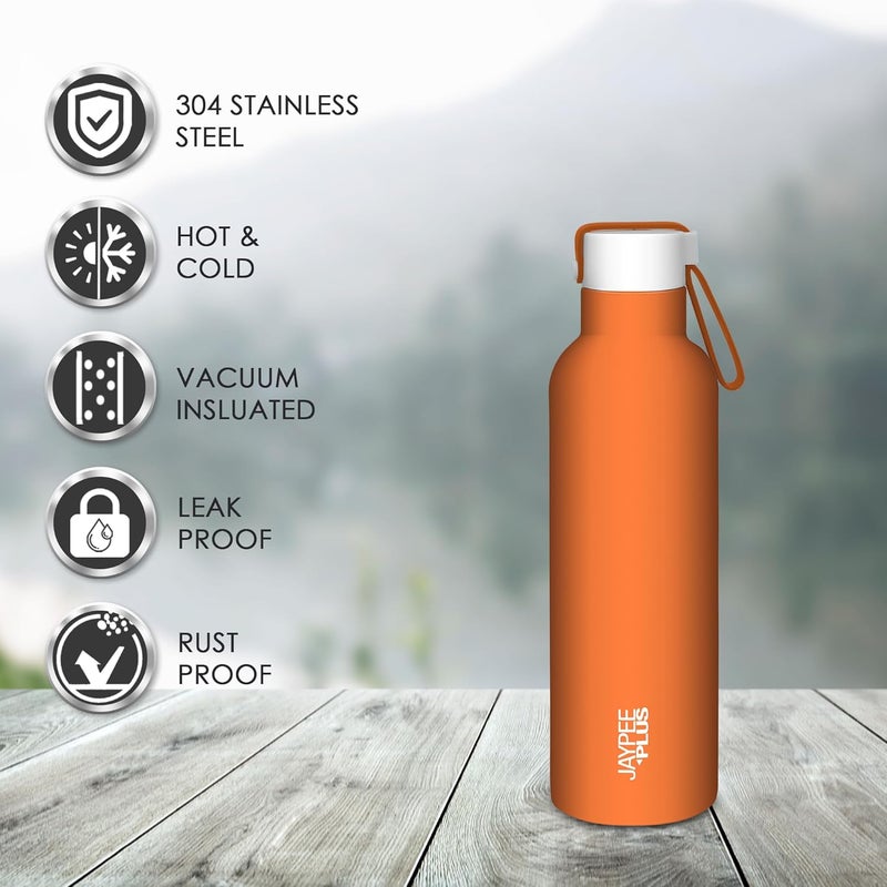 Jaypee Plus Tango Vaccum Insulated Thermosteel 24 Hours Hot and Cold Water Bottle for School Office Home Gym Double Walled Leakproof Rust Free Steel Bottle 600 ml Flask Orange - Image 5