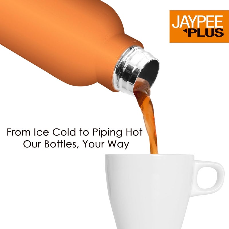 Jaypee Plus Tango Vaccum Insulated Thermosteel 24 Hours Hot and Cold Water Bottle for School Office Home Gym Double Walled Leakproof Rust Free Steel Bottle 600 ml Flask Orange - Image 4