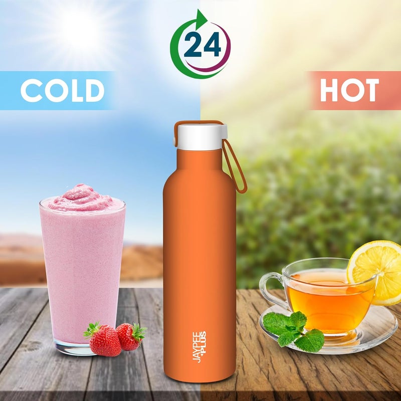 Jaypee Plus Tango Vaccum Insulated Thermosteel 24 Hours Hot and Cold Water Bottle for School Office Home Gym Double Walled Leakproof Rust Free Steel Bottle 600 ml Flask Orange - Image 3