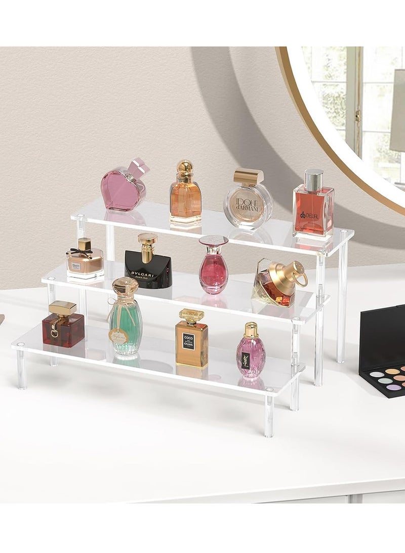 Relex Acrylic Riser, 3-Tier Spices Display Stand, Clear Cupcake Shelf for Nail Polish, Makeup, Cosmetics, Desserts, Perfume - Image 2