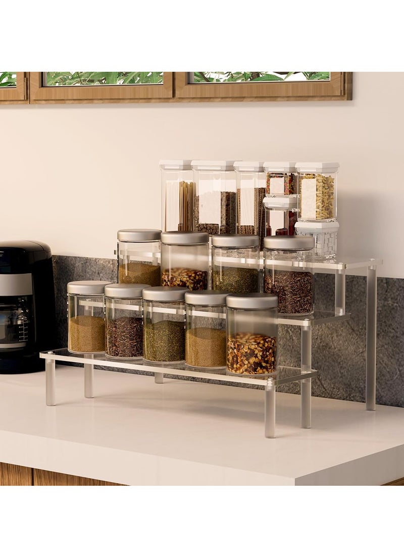 Relex Acrylic Riser, 3-Tier Spices Display Stand, Clear Cupcake Shelf for Nail Polish, Makeup, Cosmetics, Desserts, Perfume - Image 3