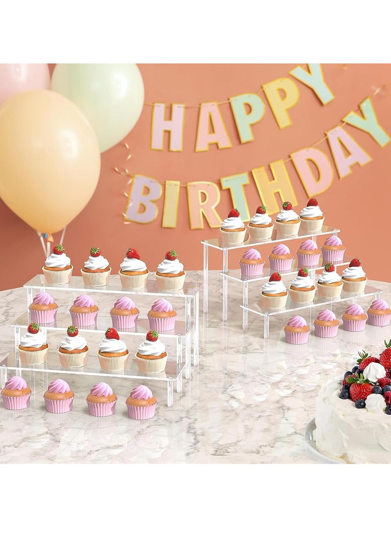 Relex Acrylic Riser, 3-Tier Spices Display Stand, Clear Cupcake Shelf for Nail Polish, Makeup, Cosmetics, Desserts, Perfume - Image 5