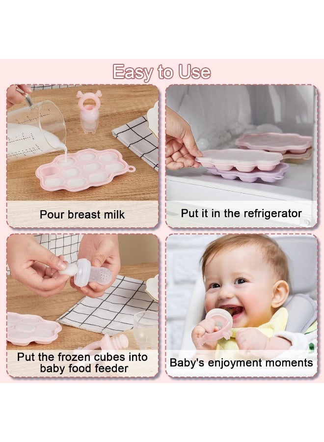 KingKam Baby Breastmilk Popsicle Molds & Baby Food Feeder (2 Pack), Silicone Nibble Freezer Tray Storage Containers, Silicone Pacifier Feeder and Teether - Image 2