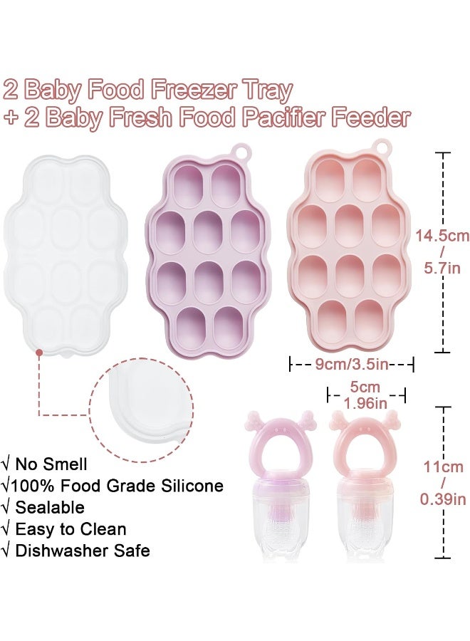 KingKam Baby Breastmilk Popsicle Molds & Baby Food Feeder (2 Pack), Silicone Nibble Freezer Tray Storage Containers, Silicone Pacifier Feeder and Teether - Image 5