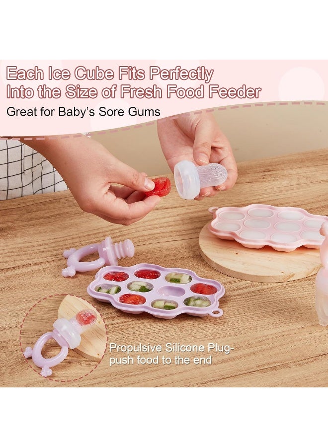 KingKam Baby Breastmilk Popsicle Molds & Baby Food Feeder (2 Pack), Silicone Nibble Freezer Tray Storage Containers, Silicone Pacifier Feeder and Teether - Image 4