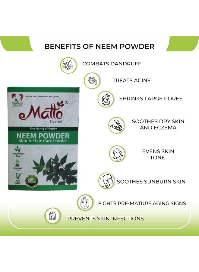 Matto Herbal 100% Natural Neem Powder Ideal for Face, Skin and Hair (200 Grams) | Anti-Pimple and Anti-Bacterial | Chemical Free Hair Cleanser For Healthy Hair and Skin - Image 5