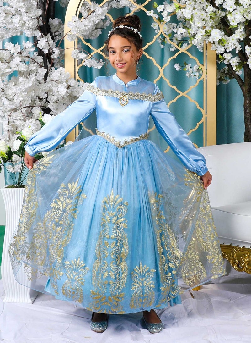 Party Centre Officially Licensed Disney Golden Princess Cinderella Prestige Dress Up Costume with Headpiece - Image 5