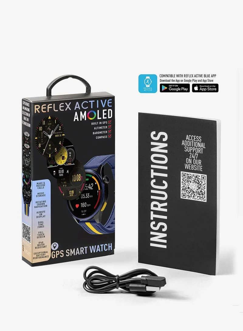 Reflex Active  Reflex Active Venture R 400 AMOLED GPS Blue and Yellow Smart Calling Watch  | Best Price UAE