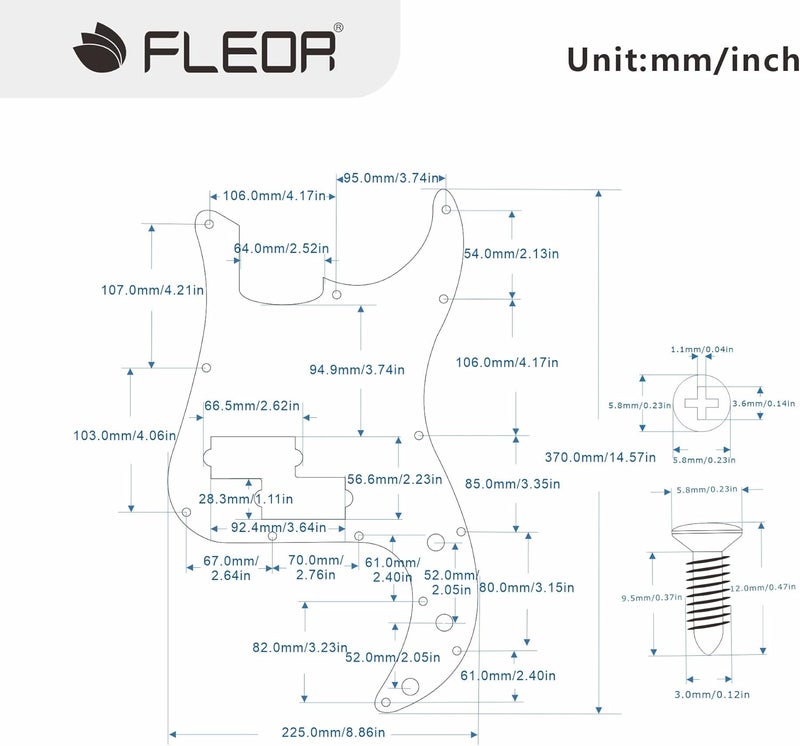 FLEOR 13 Hole P Bass Pickguard Guitar Scratch Plate Pick Guard for 4 String USA/Mexican Standard P Bass Style, 4Ply Brown Tortoise Shell - Image 2