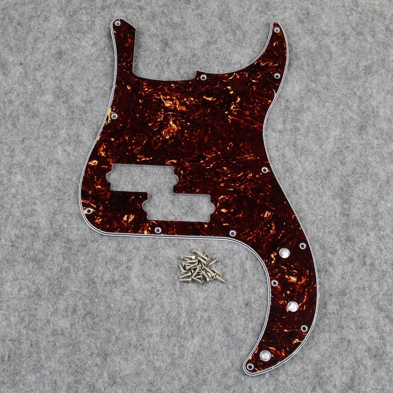 FLEOR 13 Hole P Bass Pickguard Guitar Scratch Plate Pick Guard for 4 String USA/Mexican Standard P Bass Style, 4Ply Brown Tortoise Shell - Image 3