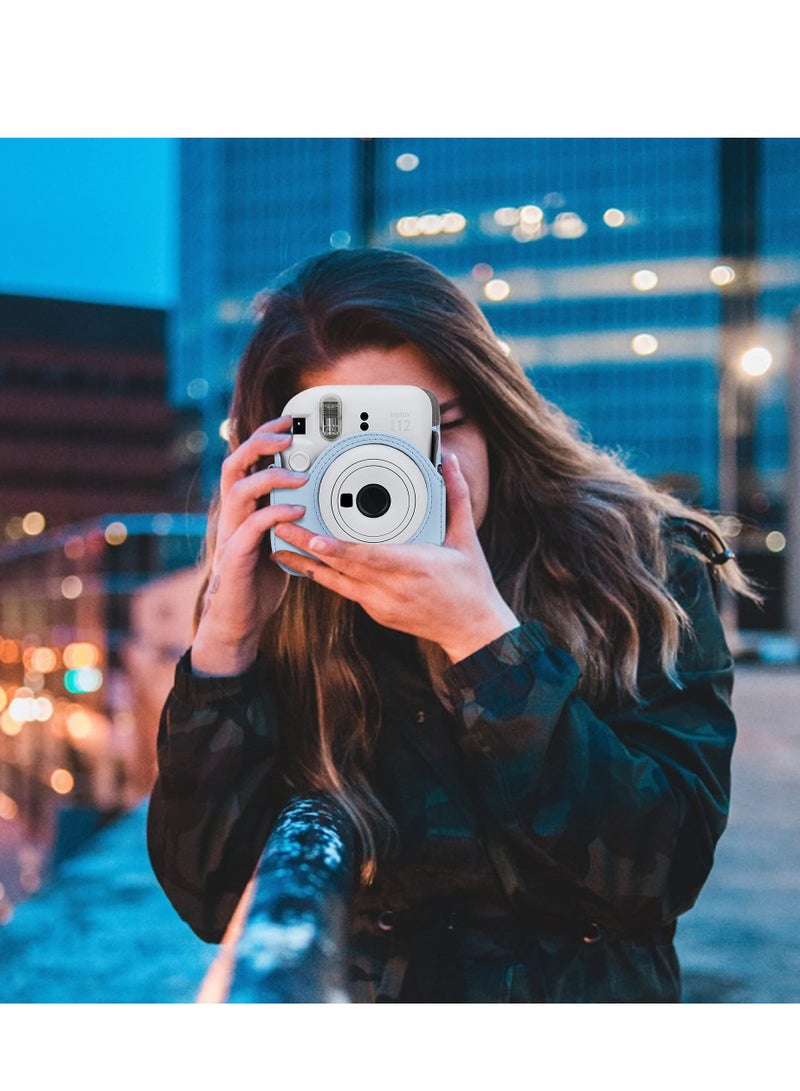 Alyashmac Camera Case for Fujifilm Instax Mini 12 Instant Camera Case -PU Leather with Pocket and Shoulder Strap(Blue) - Image 4