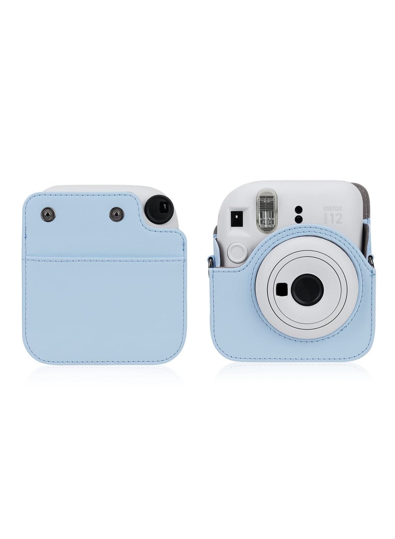 Alyashmac Camera Case for Fujifilm Instax Mini 12 Instant Camera Case -PU Leather with Pocket and Shoulder Strap(Blue) - Image 5