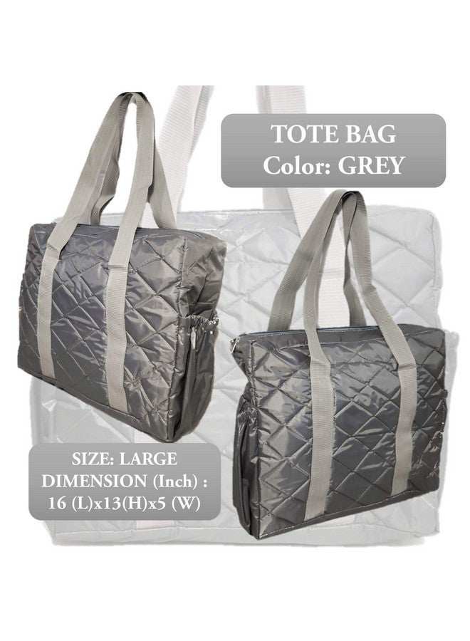 iShine Women Waterproof Tote Bag Parachute Fabric Shoulder Bag Handbag with Zip with Inner Pocket. Large (Grey) - Image 5